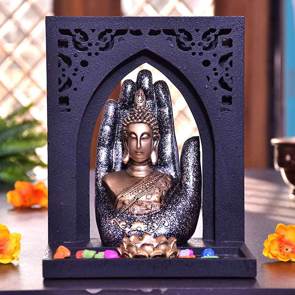 Palm Buddha Idol on Royal Tray